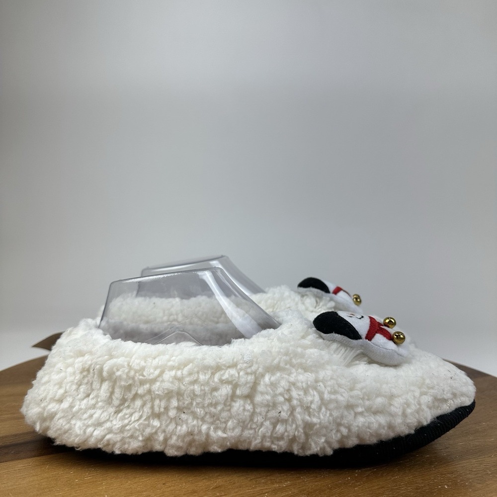 New Womens Abound White Snowman Christmas Fuzzy Lined Sleeping Slippers Size M/L